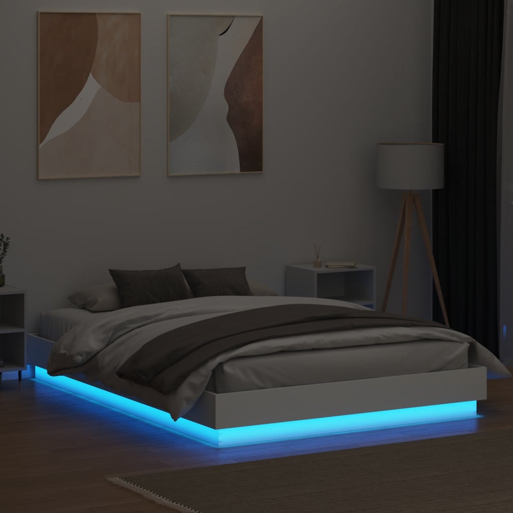 vidaXL Sängynrunko LED-valoilla valkoinen 120x200 cm