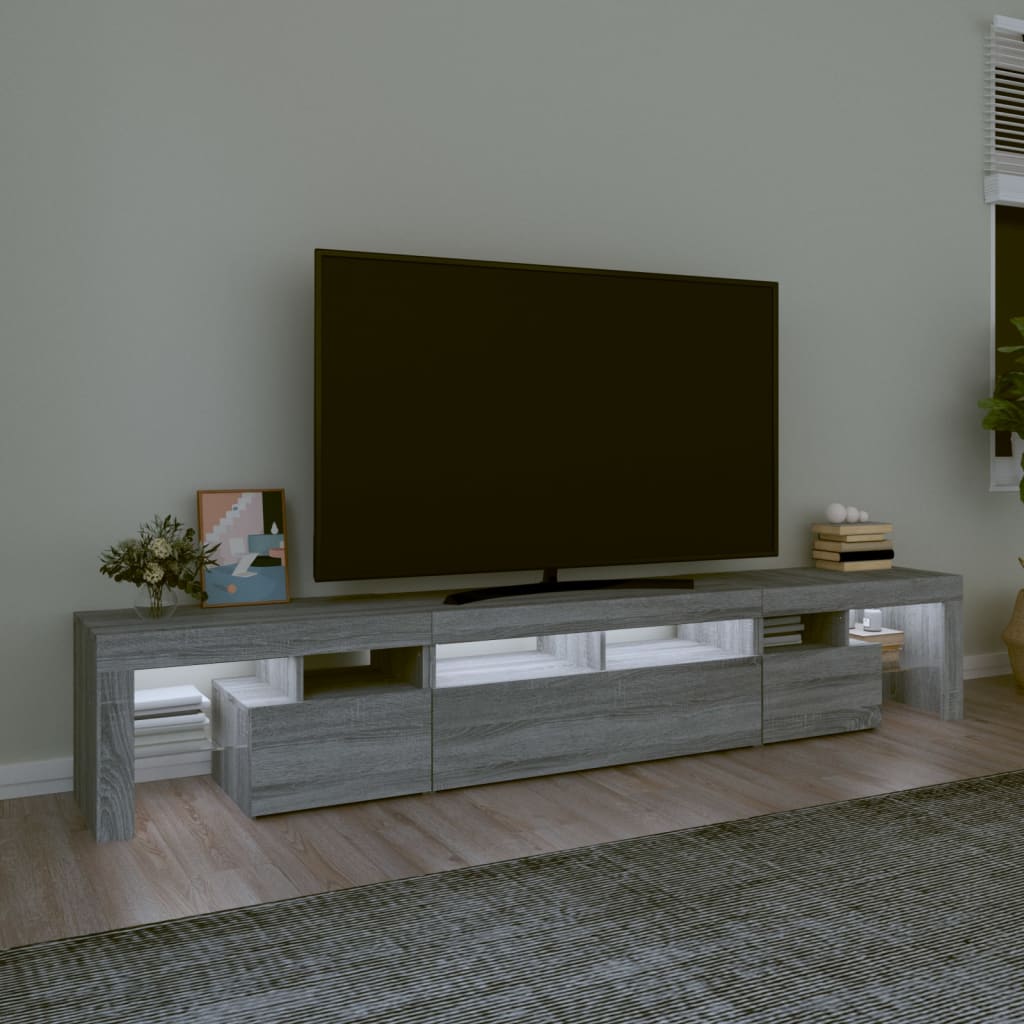 vidaXL TV-taso LED-valoilla harmaa Sonoma 230x36,5x40 cm