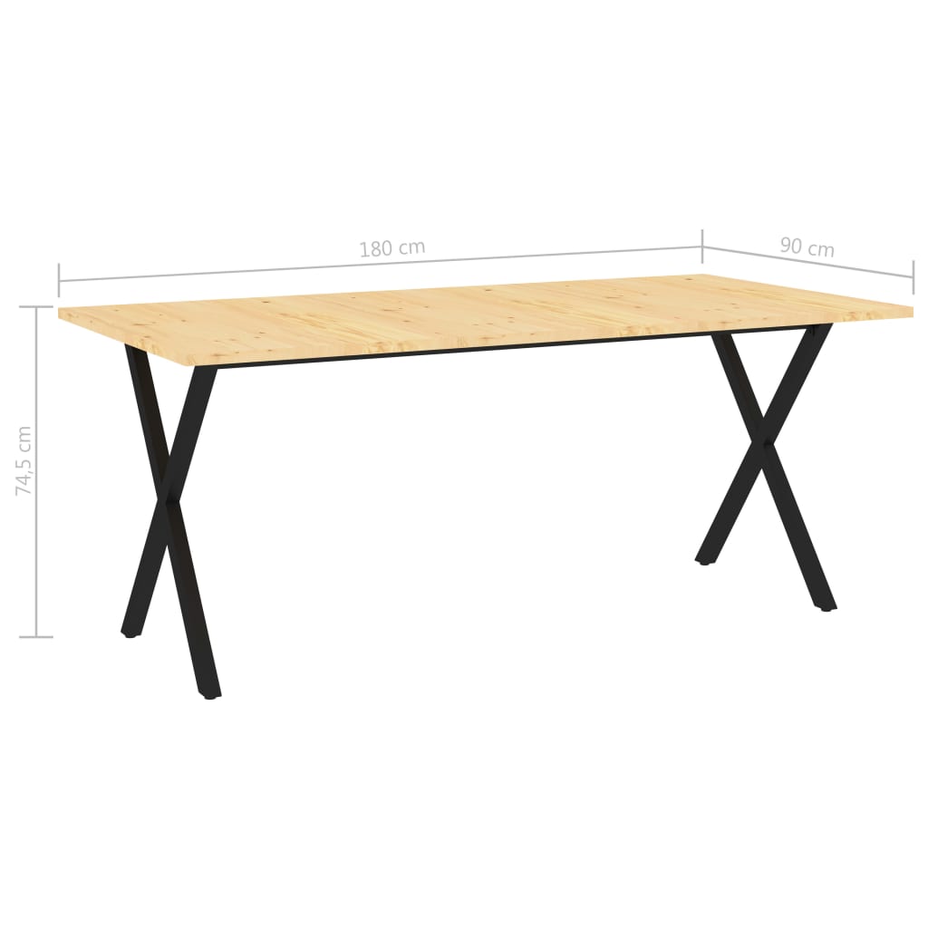 vidaXL Ruokapöytä 180x90x74,5 cm täysi mänty