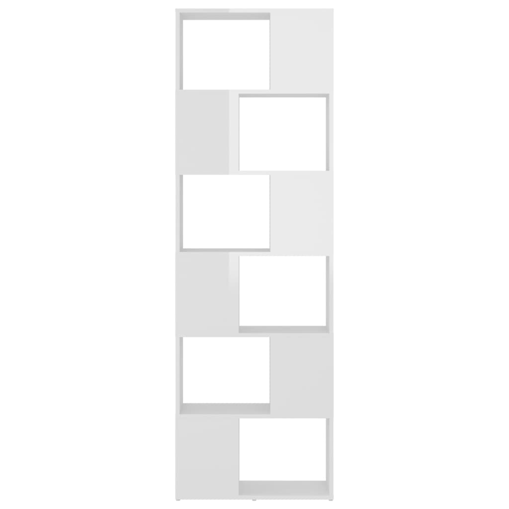 vidaXL Kirjahylly/tilanjakaja korkeakiilto valkoinen 60x24x186 cm