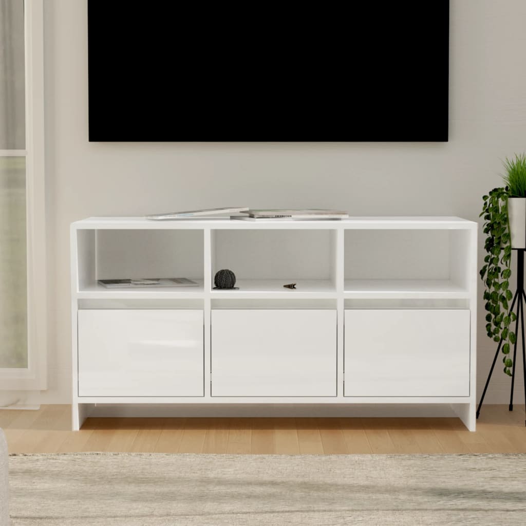 vidaXL TV-taso korkeakiilto valkoinen 102x37,5x52,5 cm lastulevy
