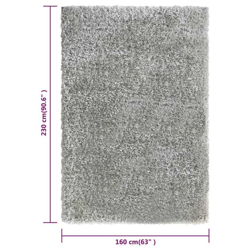 vidaXL Korkeanukkainen Shaggy matto harmaa 160x230 cm 50 mm