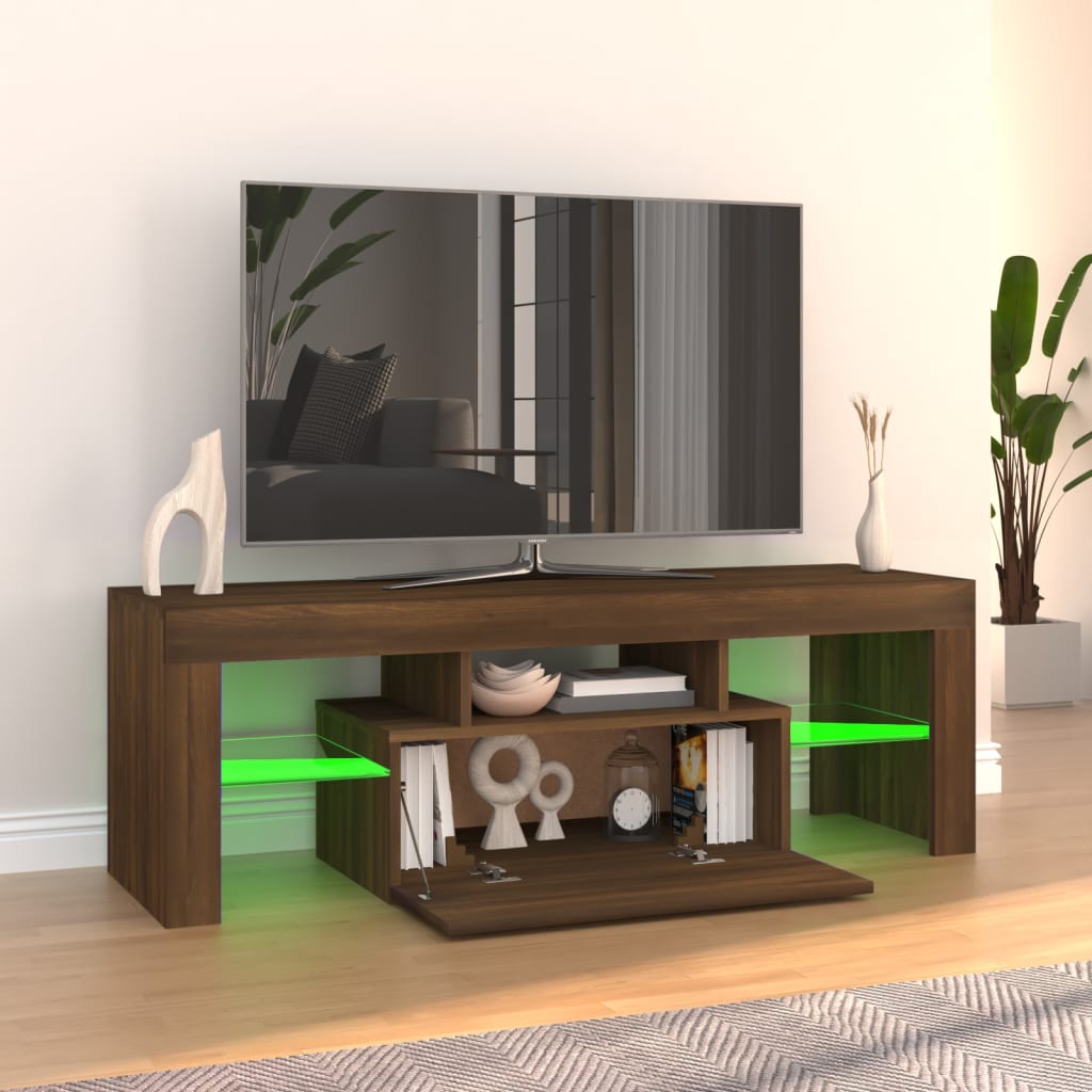 vidaXL TV-taso LED-valoilla ruskea tammi 120x35x40 cm