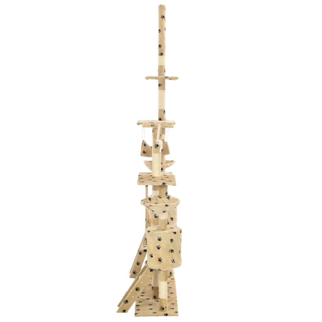 vidaXL Kissan kiipeilypuu sisal-pylväillä 230-250 cm tassukuvio beige