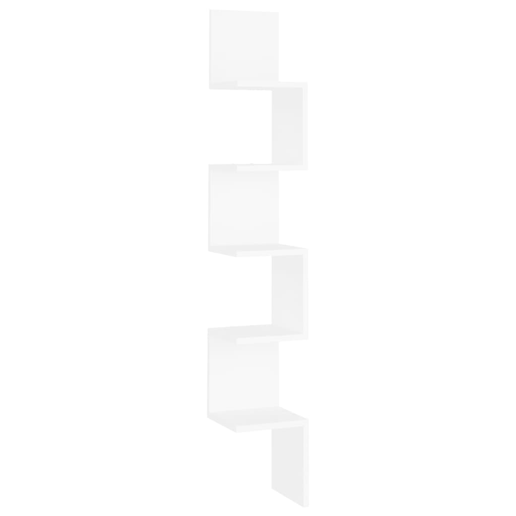vidaXL Seinäkulmahylly valkoinen 20x20x127,5 cm lastulevy