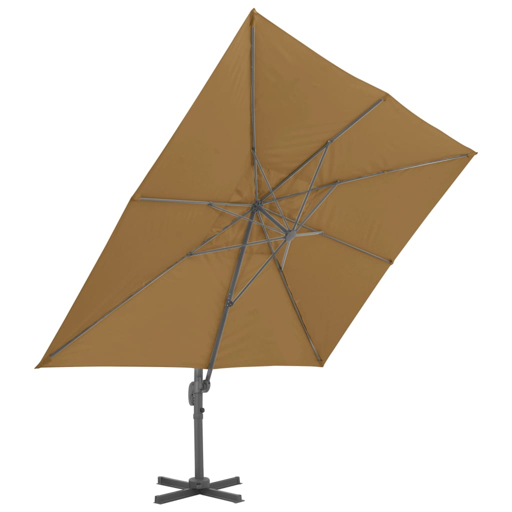 vidaXL Riippuva aurinkovarjo alumiinipylväällä 400x300cm ruskeanharmaa
