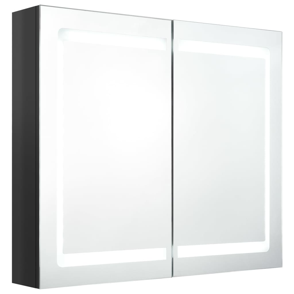 vidaXL LED kylpyhuoneen peilikaappi kiiltävä musta 80x12x68 cm