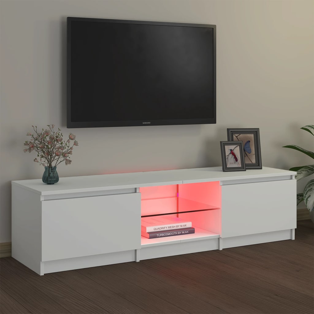 vidaXL TV-taso LED-valoilla valkoinen 140x40x35,5 cm