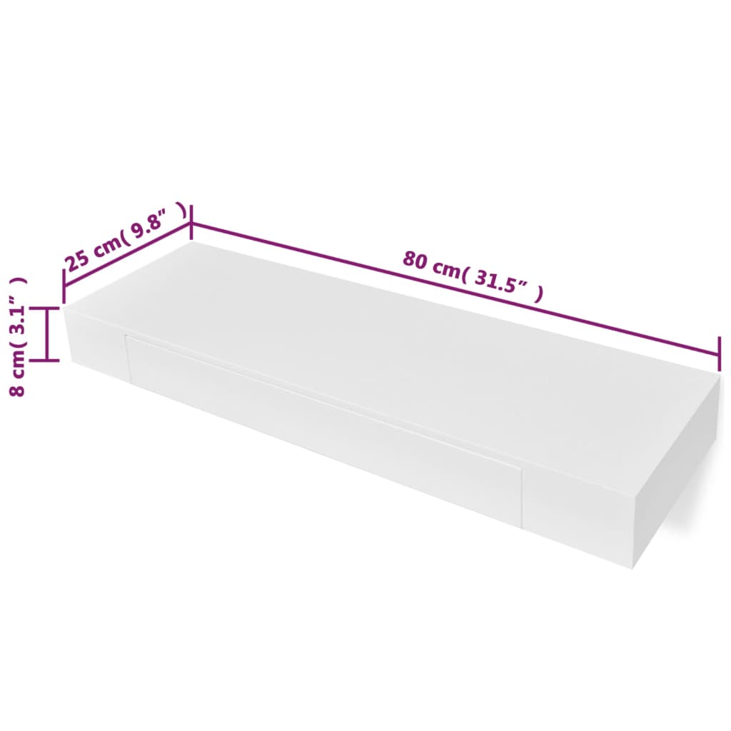 vidaXL Seinähyllyt laatikoilla 2 kpl piilokiinnitys valkoinen 80 cm