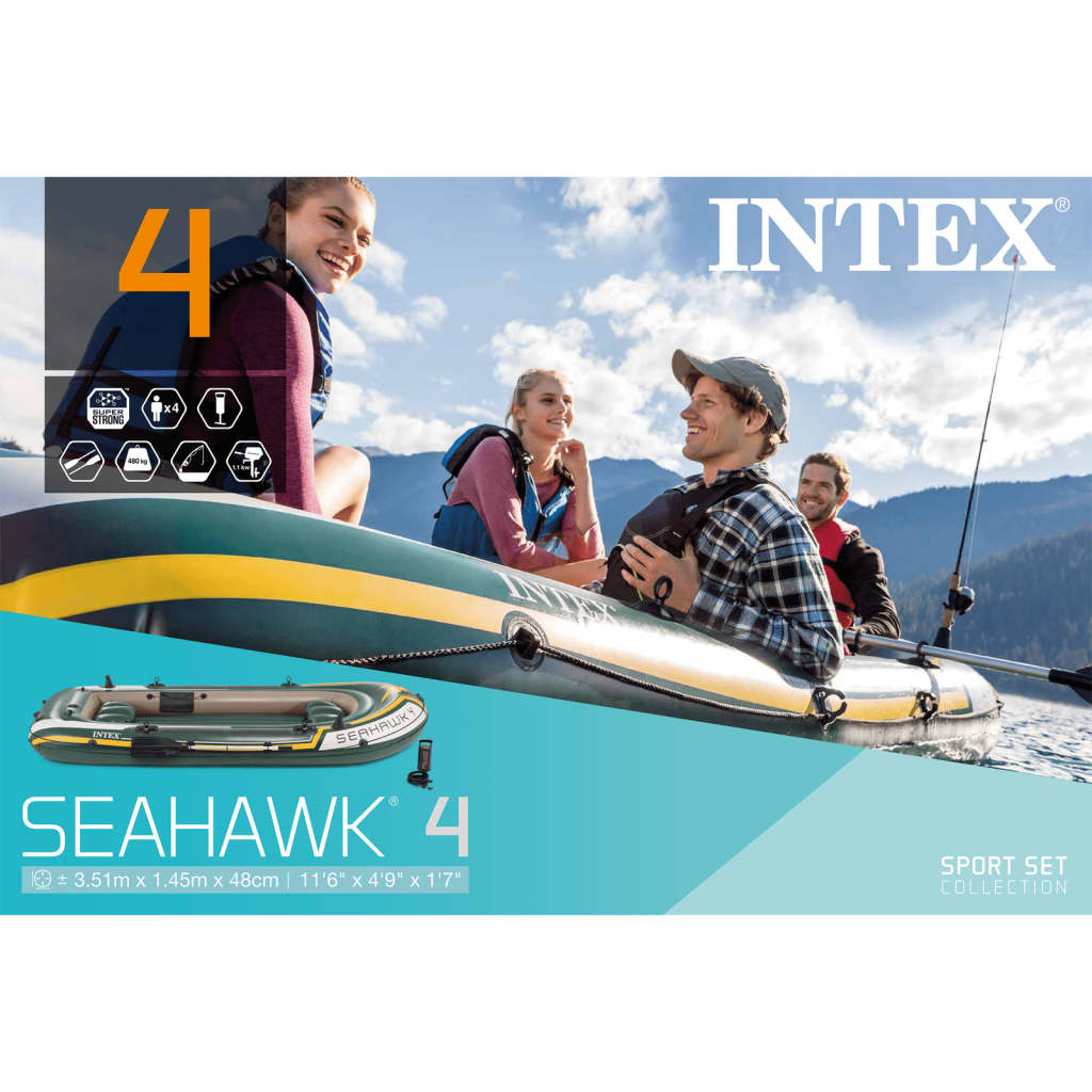 Intex Seahawk 4 Täytettävä kumivene airoilla ja pumpulla 68351NP