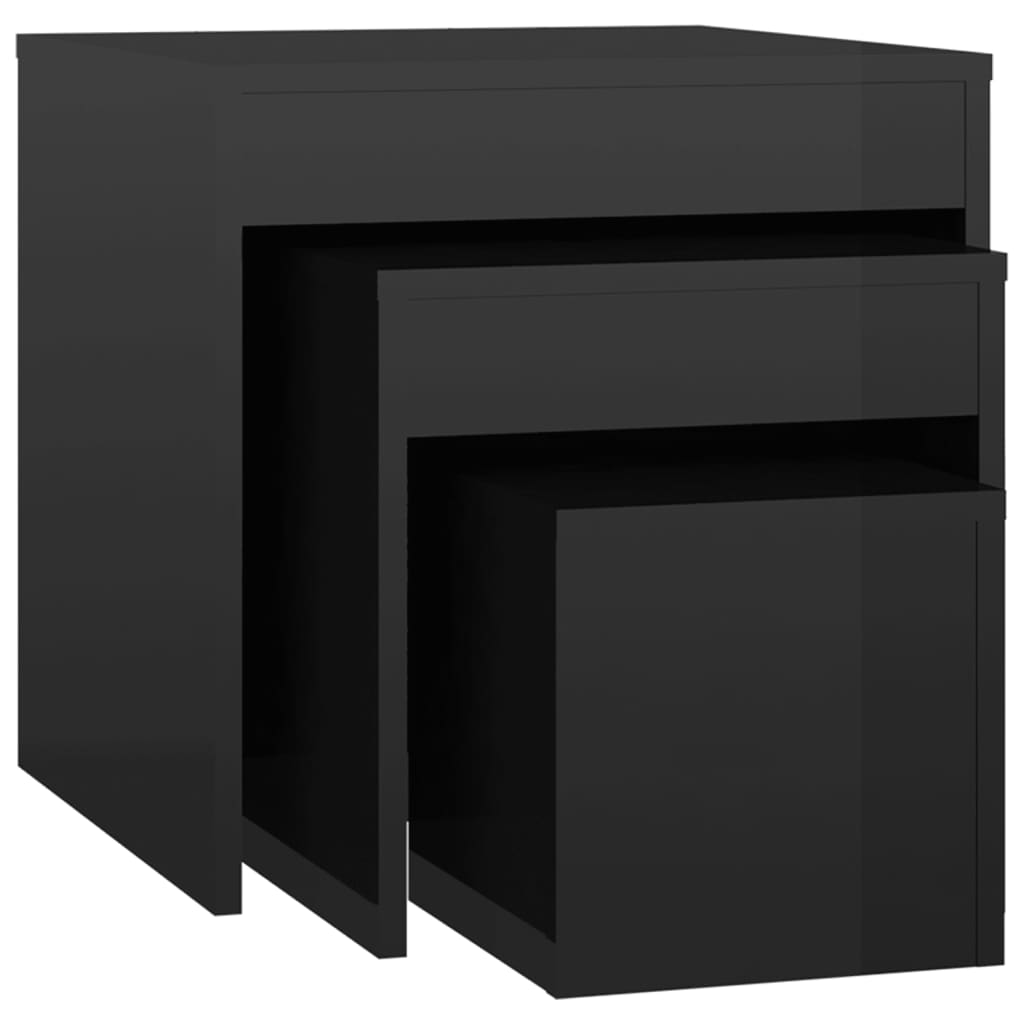vidaXL Sarjapöydät 3 kpl korkeakiilto musta lastulevy