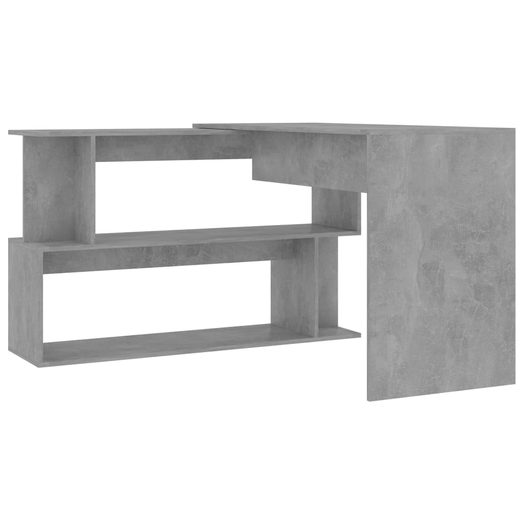 vidaXL Kulmapöytä betoninharmaa 200x50x76 cm lastulevy
