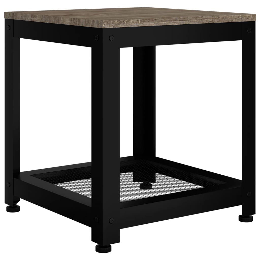 vidaXL Sivupöytä harmaa ja musta 40x40x45 cm MDF ja rauta