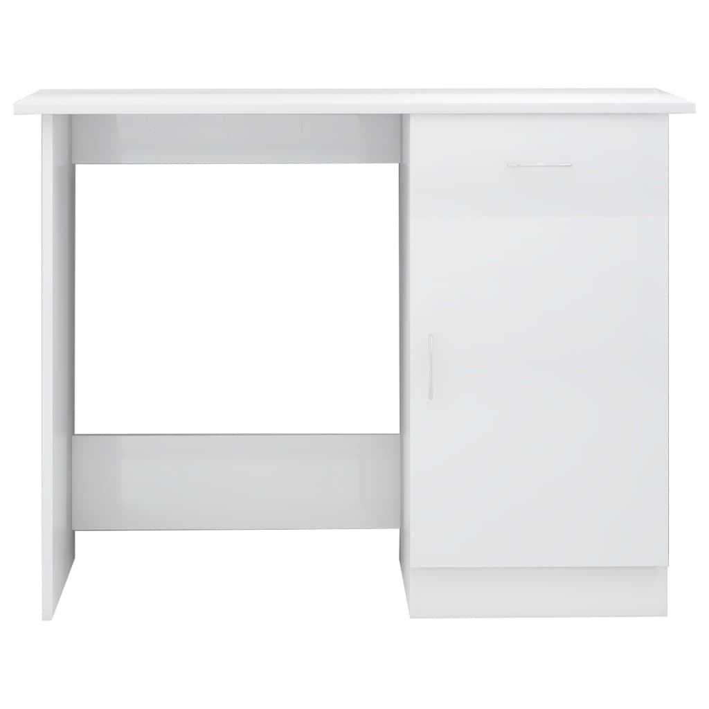 vidaXL Työpöytä korkeakiilto valkoinen 100x50x76 cm lastulevy