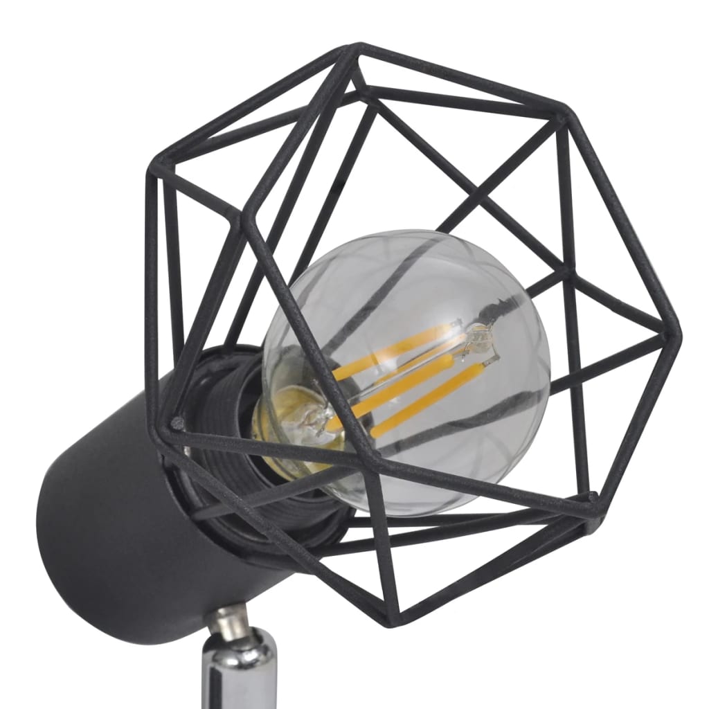 Teollistyylinen teräslanka spottivalot 4 kpl LED-hehkulamppu musta