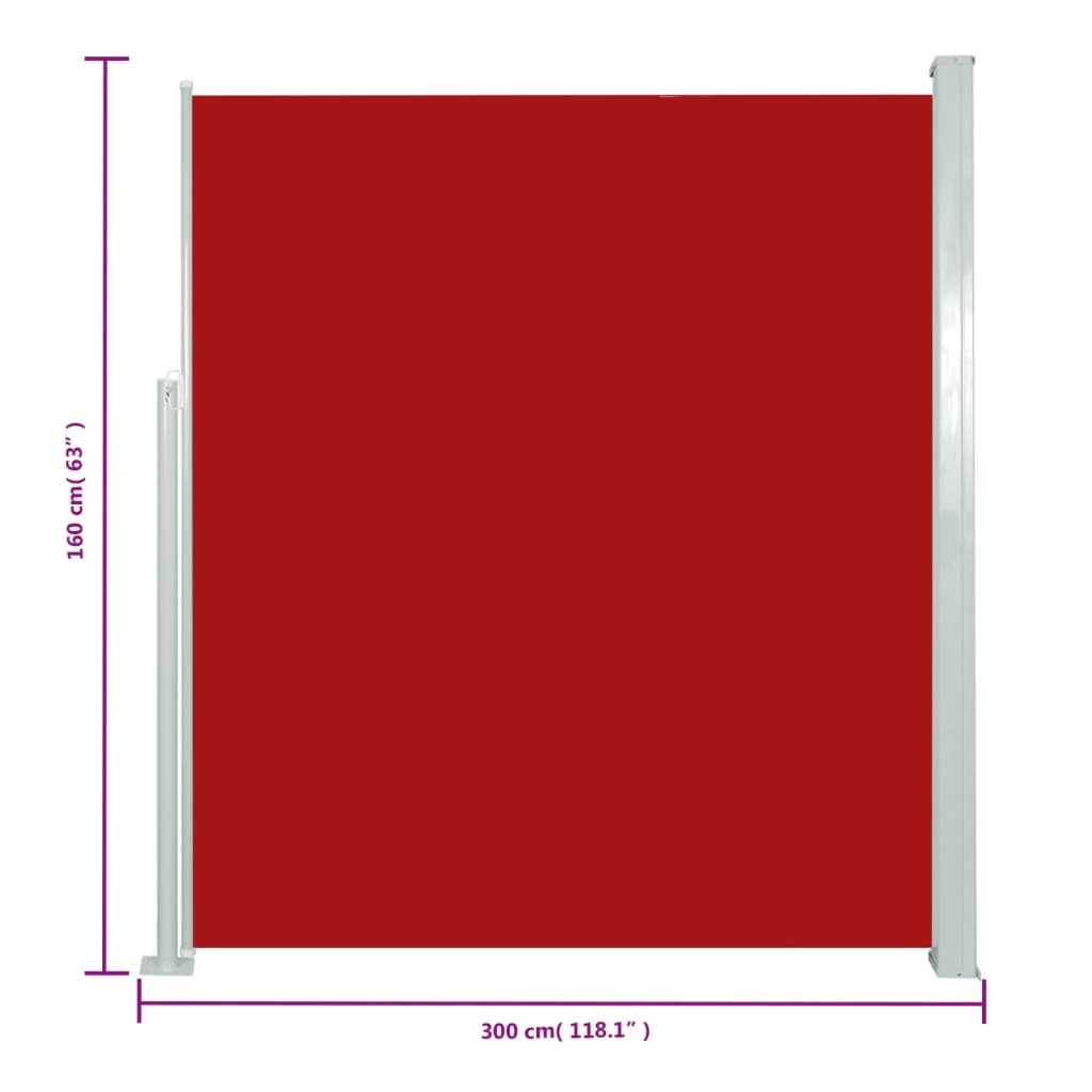 vidaXL Sisäänvedettävä terassin sivumarkiisi 160x300 cm punainen