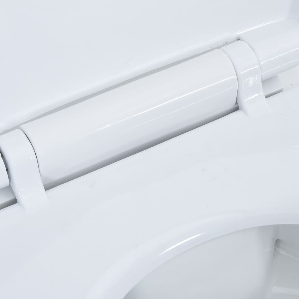 vidaXL Korkea reunaton WC Soft Close 7 cm korkeampi keraaminen valk.