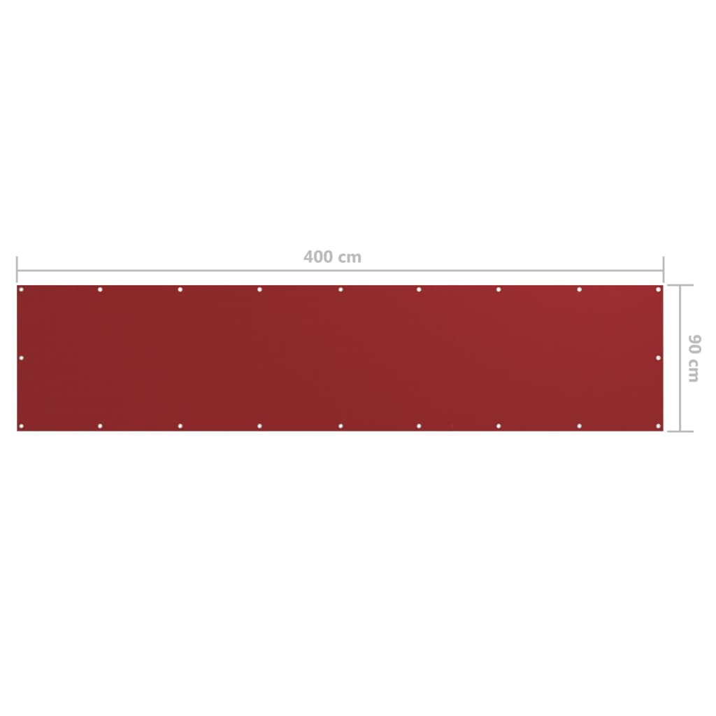 vidaXL Parvekkeen suoja punainen 90x400 cm Oxford kangas
