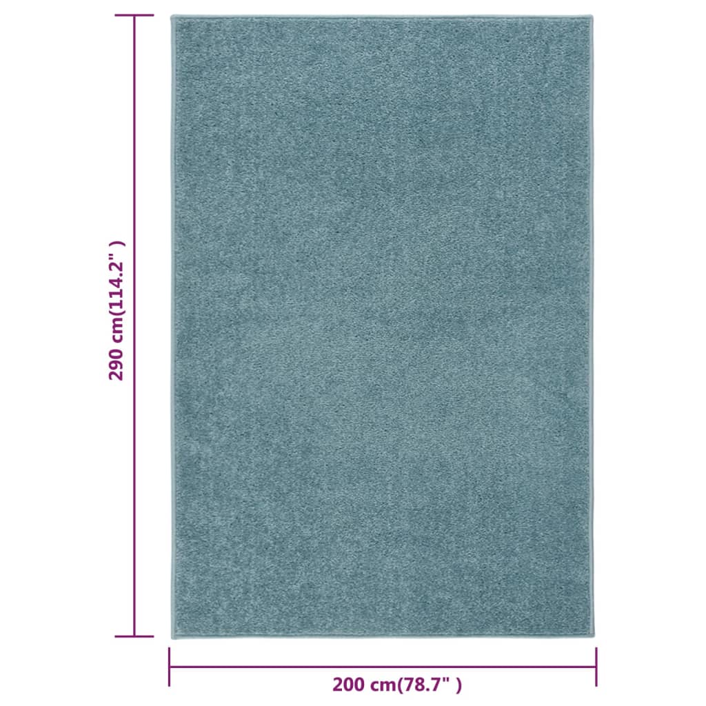 vidaXL Lyhytnukkainen matto 200x290 cm sininen
