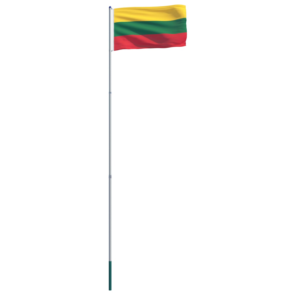 vidaXL Liettuan lippu ja tanko alumiini 6 m