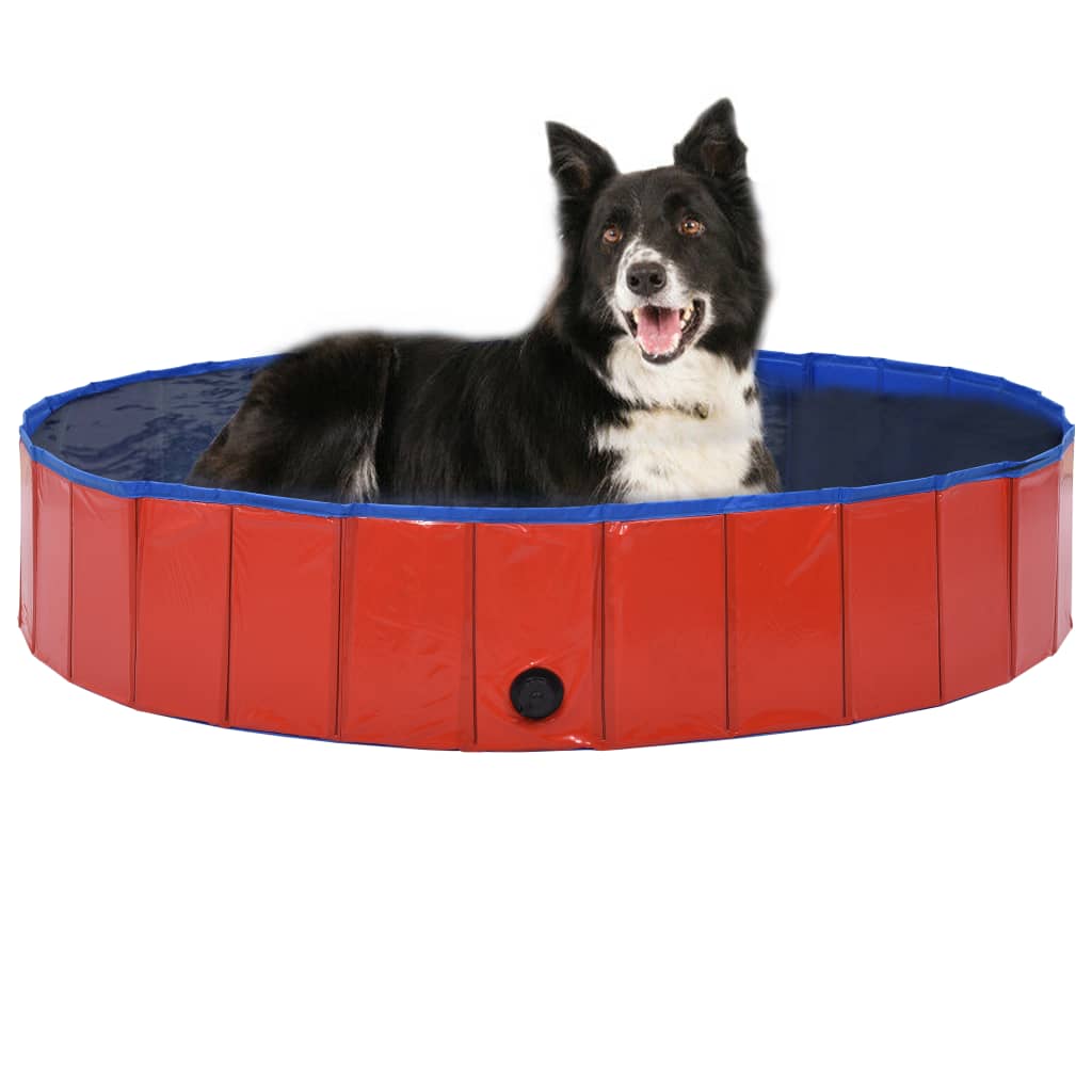 vidaXL Kokoontaitettava koiran uima-allas punainen 160x30 cm PVC