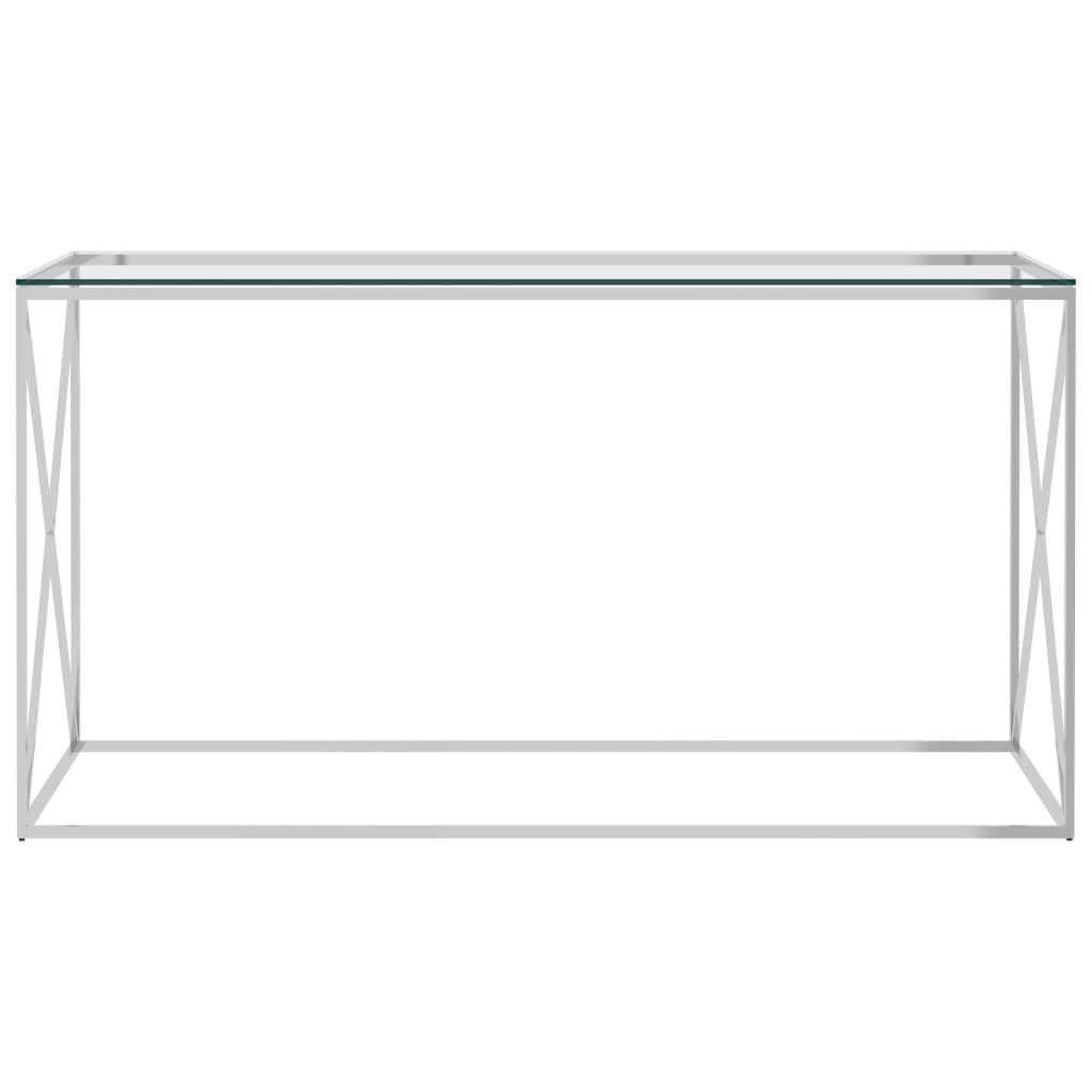 vidaXL Sivupöytä hopea 140x40x78 cm ruostumaton teräs ja lasi