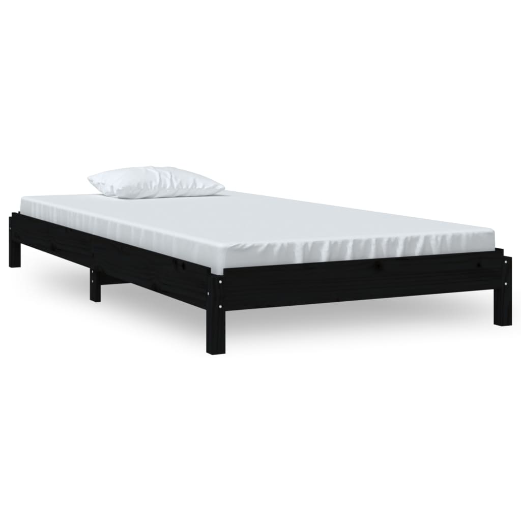 vidaXL Pinottava sänky musta 75x190 cm täysi mänty