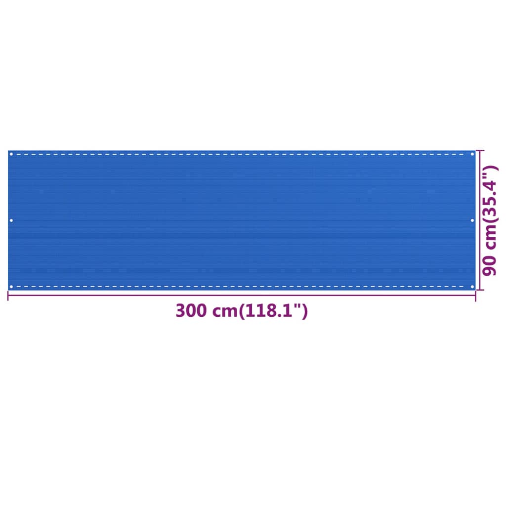 vidaXL Parvekkeen suoja sininen 90x300 cm HDPE