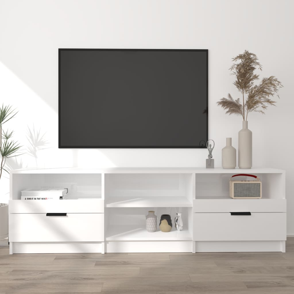 vidaXL TV-taso korkeakiilto valkoinen 150x33,5x45 cm tekninen puu