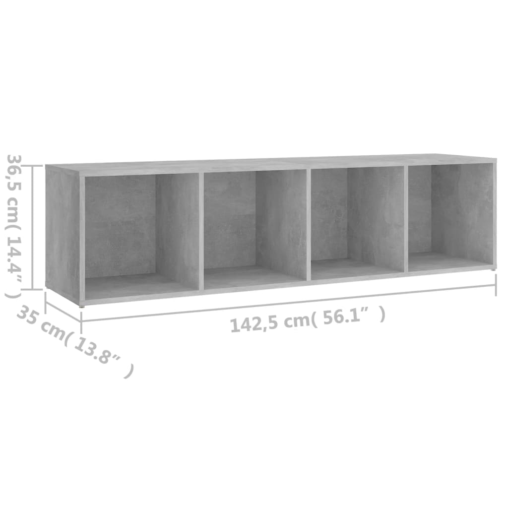 vidaXL TV-taso betoninharmaa 142,5x35x36,5 cm lastulevy