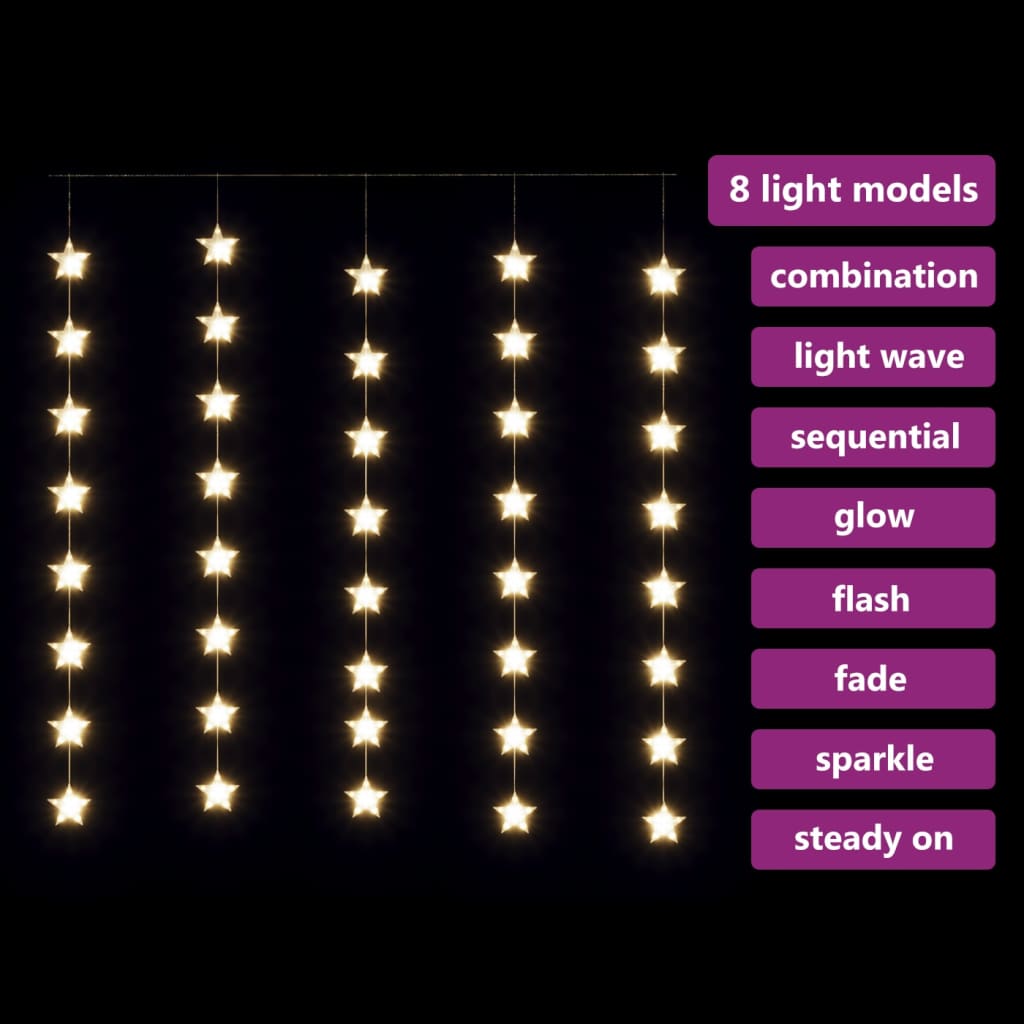 vidaXL LED-valoverho tähtikeijuvalot 200 LEDiä lämmin valkoinen