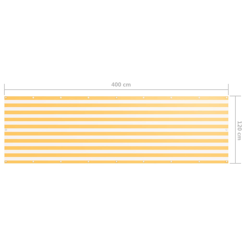 vidaXL Parvekkeen suoja valkoinen ja keltainen 120x400cm Oxford kangas