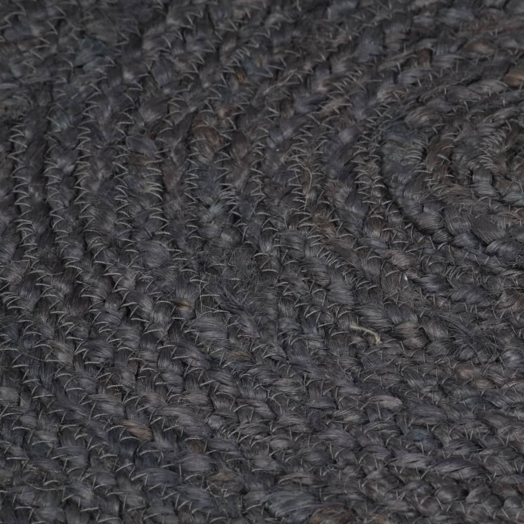 vidaXL Käsintehty pyöreä juuttimatto 90 cm tummanharmaa