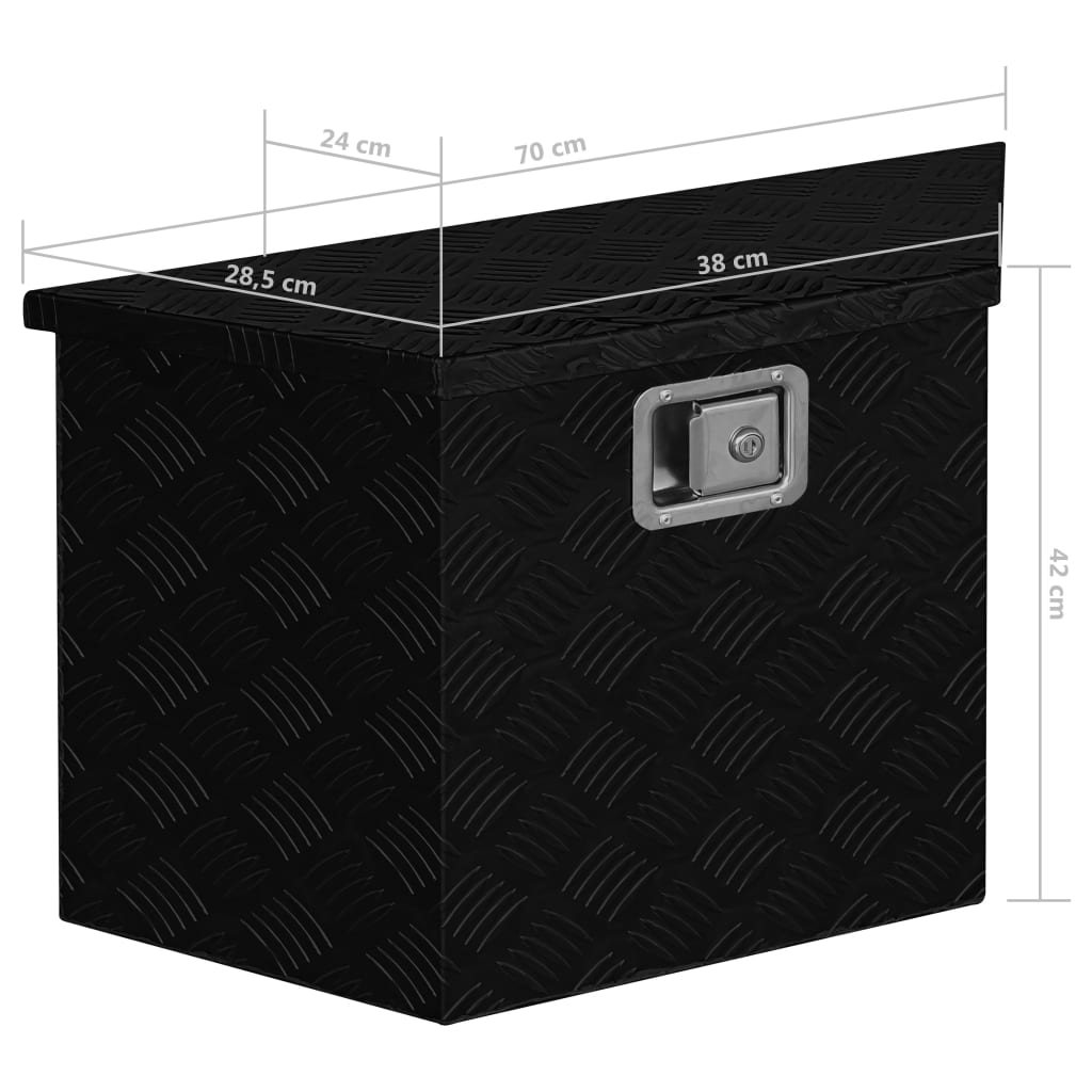 vidaXL Alumiinilaatikko 70x24x42 cm puolisuunnikas musta