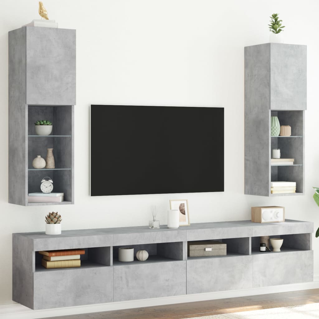 vidaXL TV-kaapit LED-valoilla 2 kpl betoninharmaa 30,5x30x102 cm