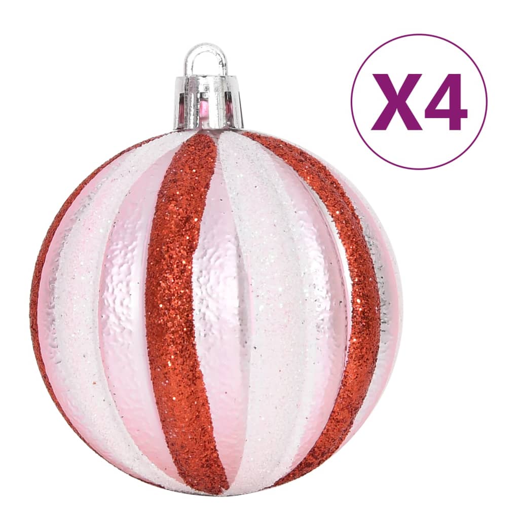 vidaXL Joulukuusen koristesarja 65 kpl pinkki / punainen / valkoinen