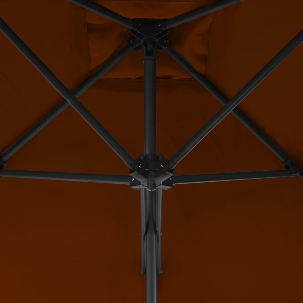 vidaXL Aurinkovarjo terästangolla terrakotta 250x250x230 cm