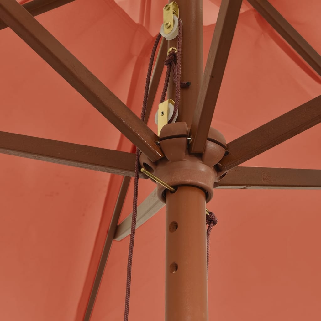 vidaXL Puutarhan aurinkovarjo puutolppa terrakotta 299x240 cm