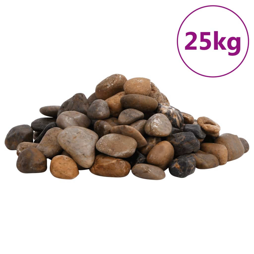 vidaXL Kiillotetut kivet 25 kg monivärinen 2-5 cm