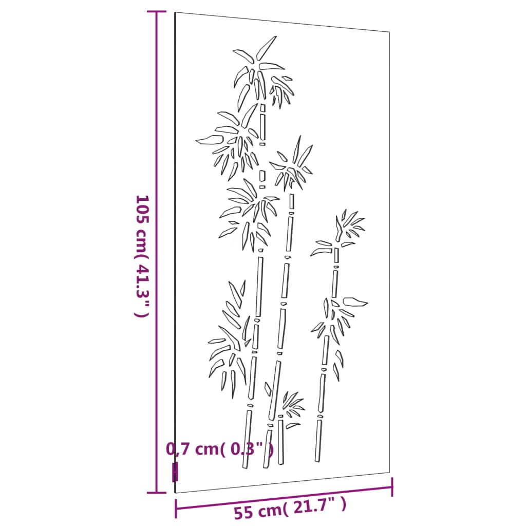 vidaXL Puutarhaseinäkoriste 105x55 cm corten teräs bambukuvio