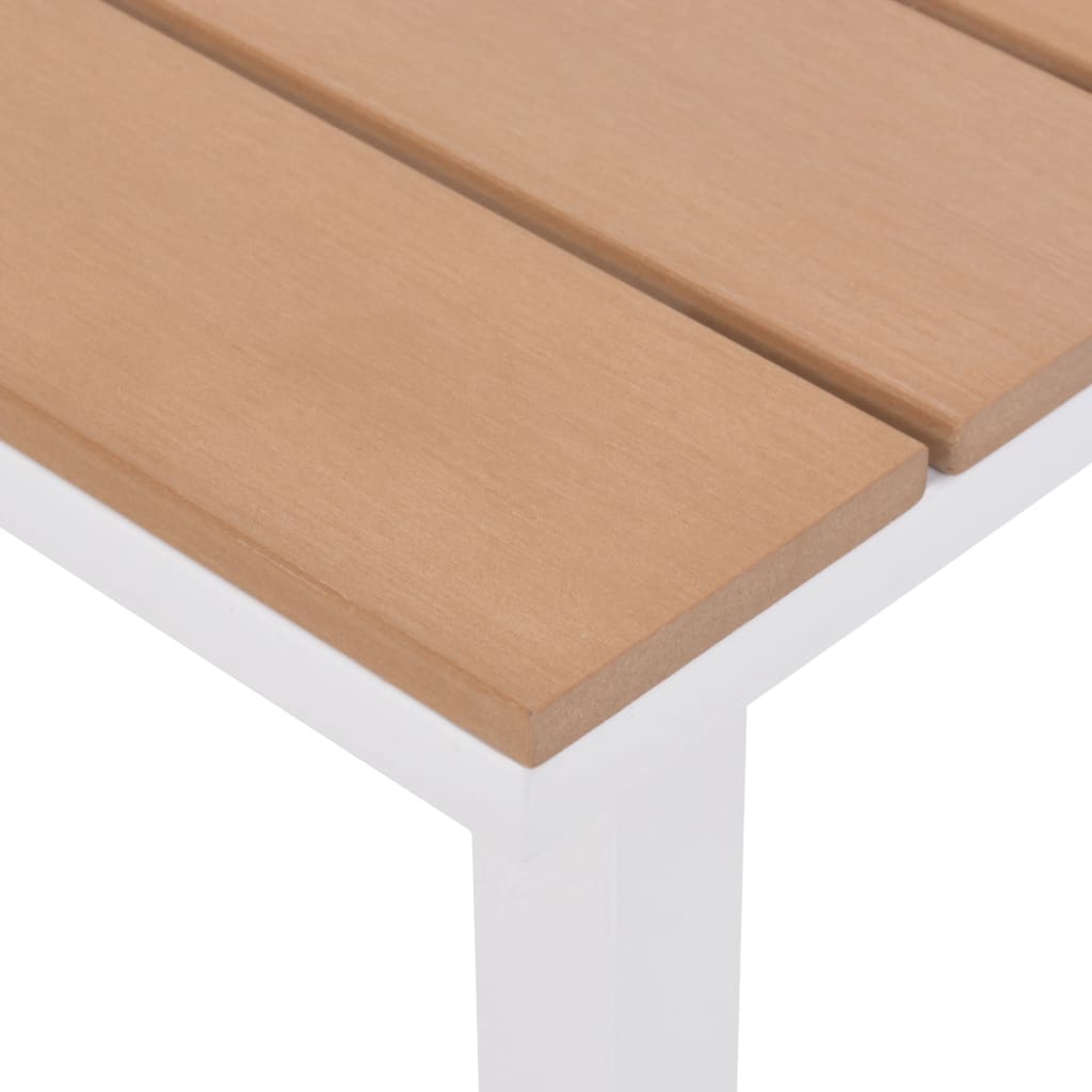 vidaXL Aurinkotuoli ja pieni pöytä alumiini WPC valkoinen ja ruskea