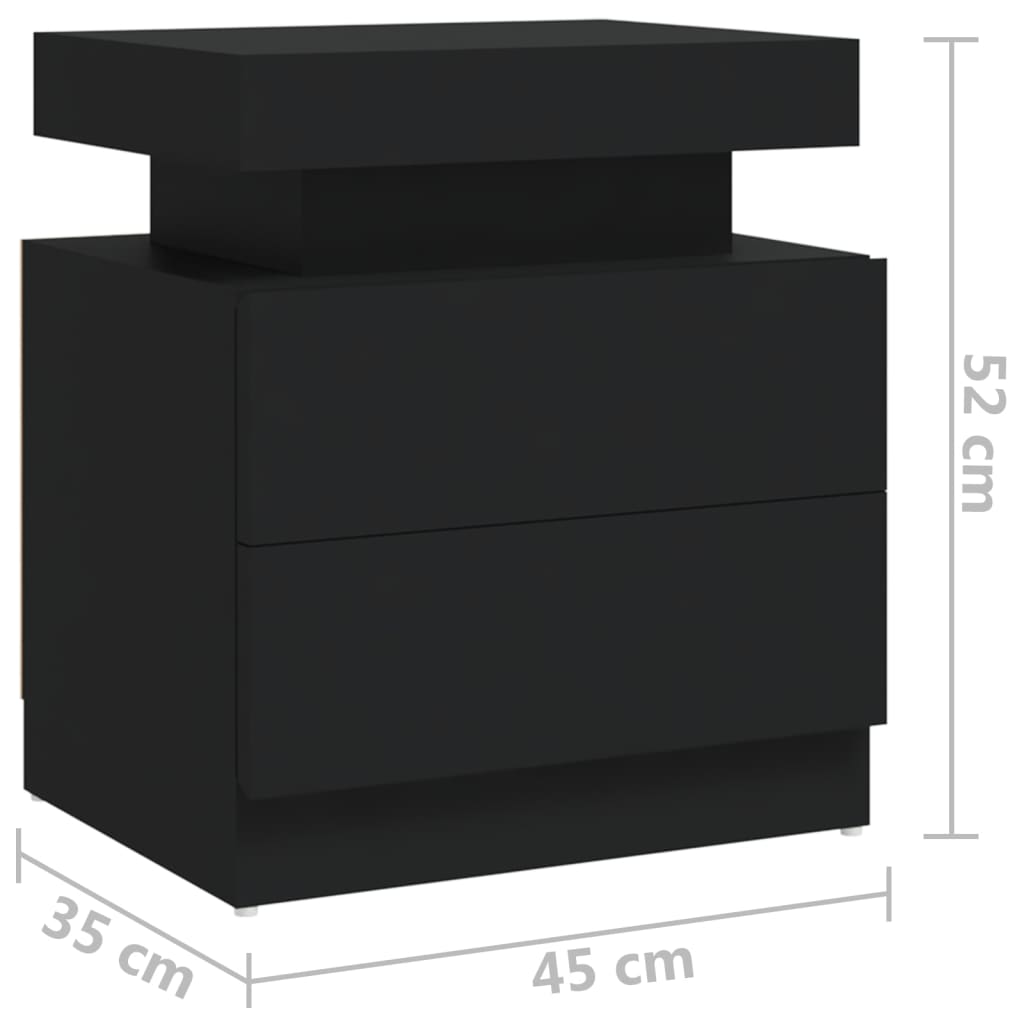 vidaXL Yöpöytä musta 45x35x52 cm lastulevy