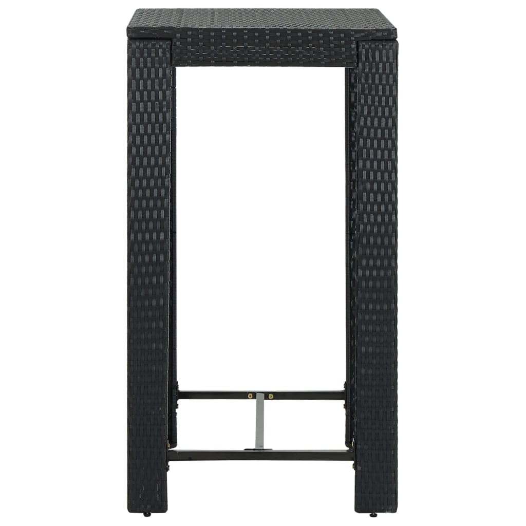 vidaXL Puutarhan baaripöytä musta 60,5x60,5x110,5 cm polyrottinki