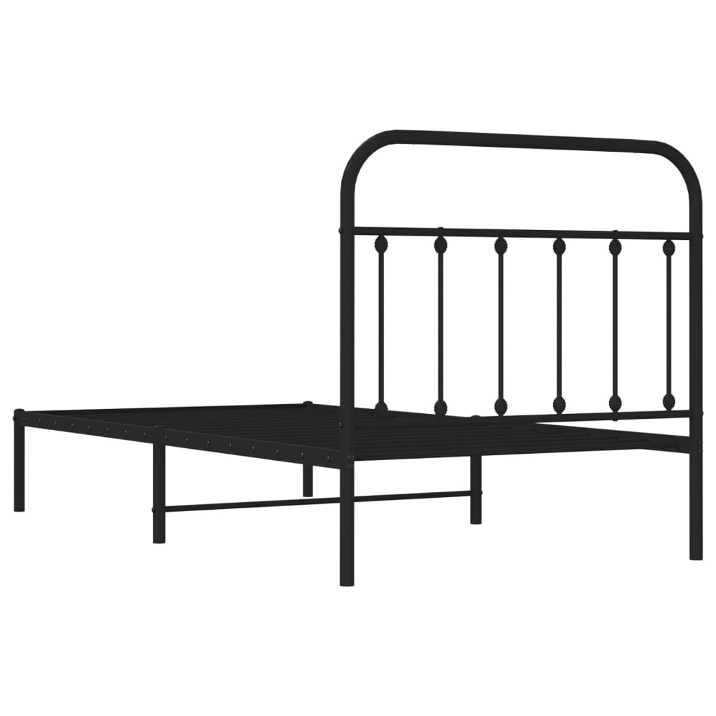 vidaXL Metallinen sängynrunko päädyllä musta 100x190 cm