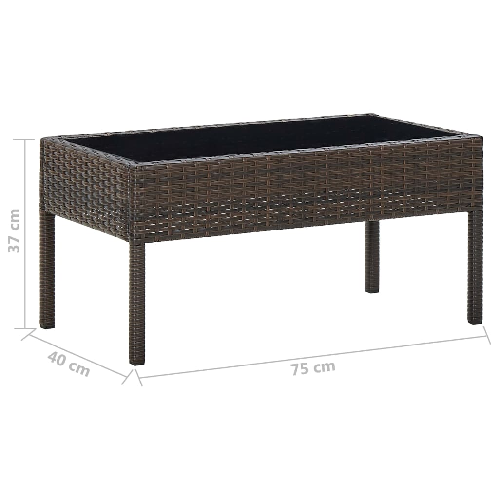 vidaXL Puutarhapöytä ruskea 75x40x37 cm polyrottinki