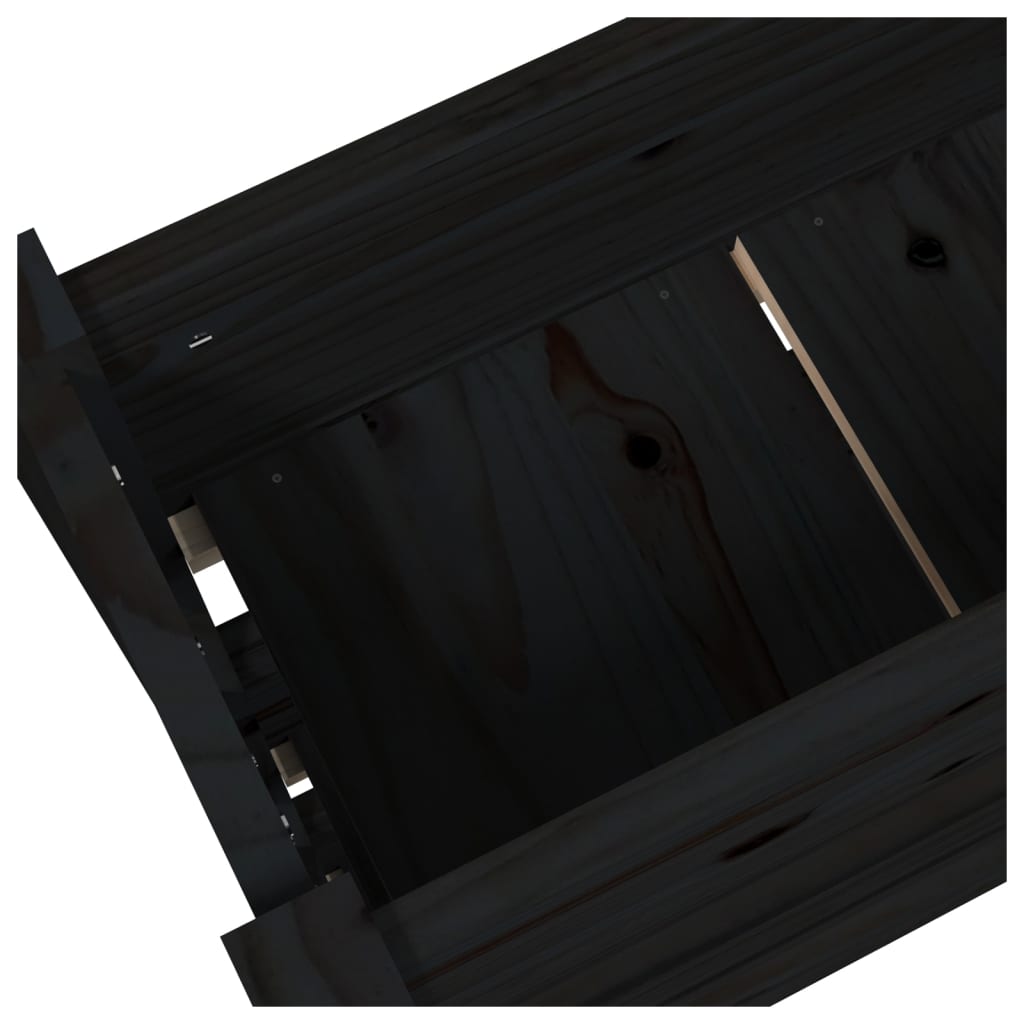 vidaXL Kukkalaatikko musta 77x25x104,5 cm täysi mänty