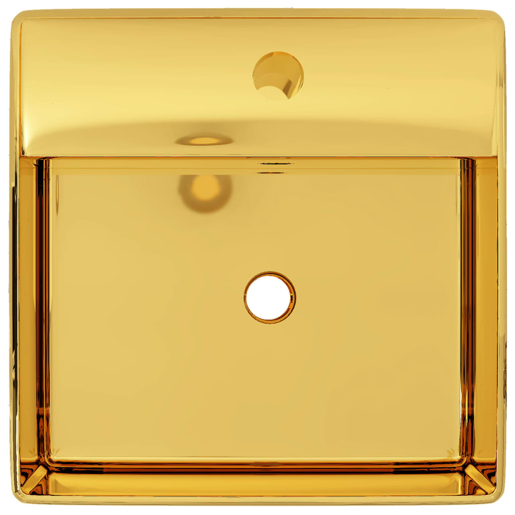 vidaXL Pesuallas ylivuodolla 41x41x15 cm keraaminen kulta