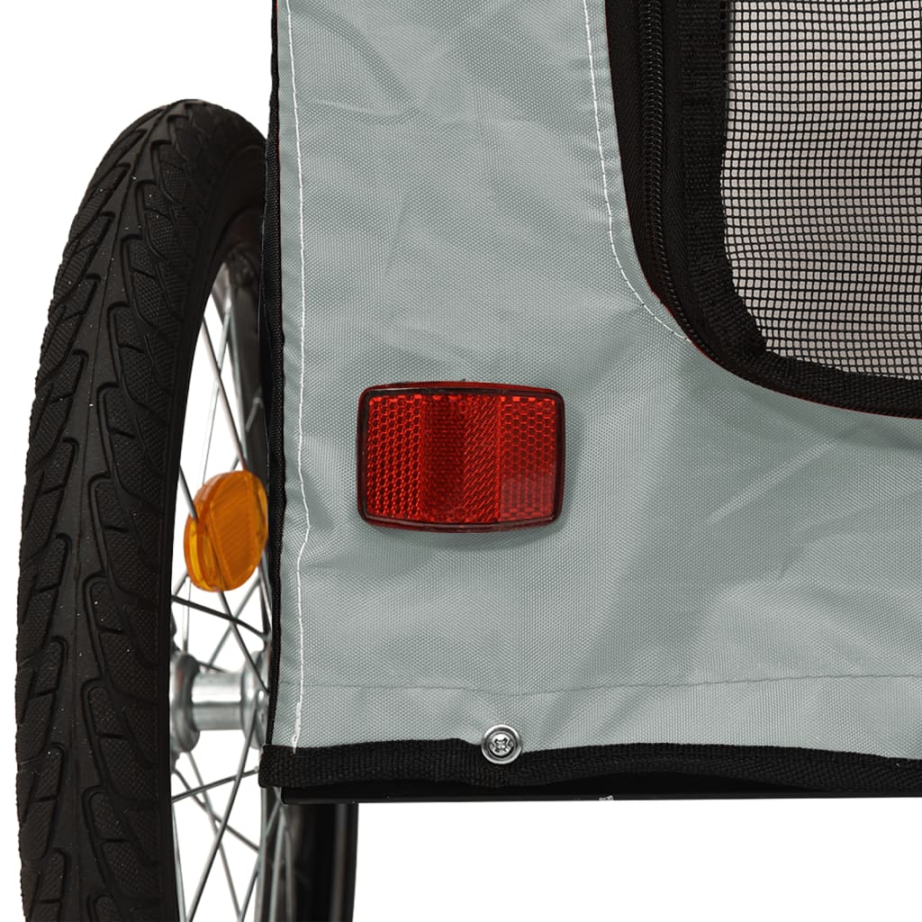 vidaXL Lemmikinkuljetuskärry polkupyörään musta/harmaa kangas ja rauta