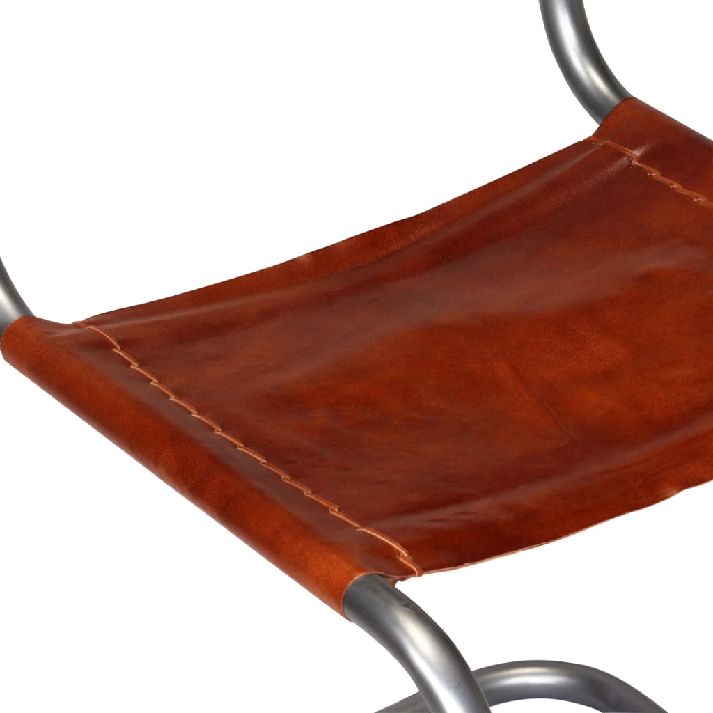 vidaXL Ruokapöydän tuolit 2 kpl ruskea aito nahka