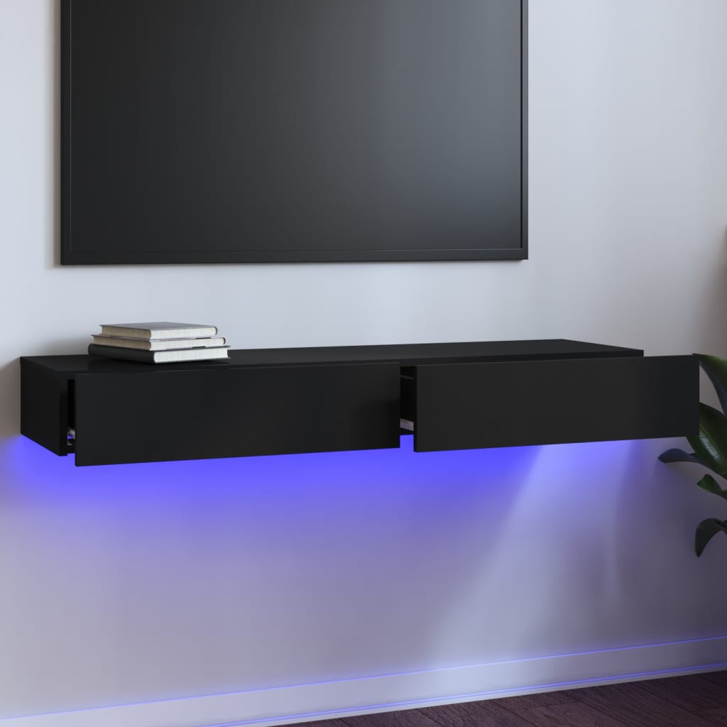 vidaXL TV-taso LED-valoilla musta 120x35x15,5 cm